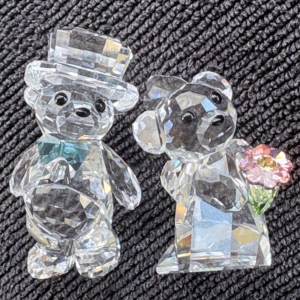 Swarovski Kris Bear Wedding Couple Crystal Figurine Set Bride and Groom 5003403